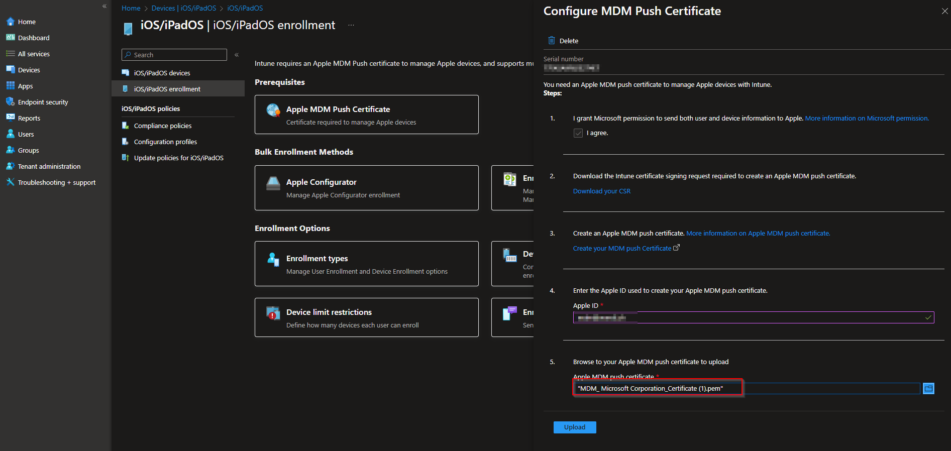 Renewed Apple MDM Push certificate active in Intune